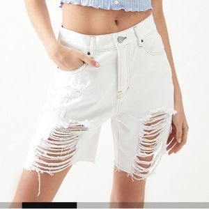 PacSun White High Waisted Denim Boy Shorts